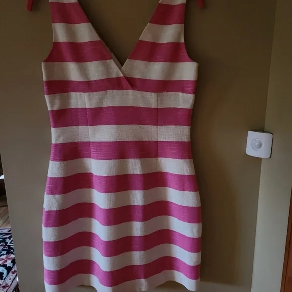 Kate Spade Silverlining Pink & White Striped & Bow Dress Size 6 - Picture 2 of 5